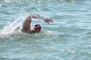 HEC Paris MBA alumni Lucas in action during his 17 hour swim across the English Channel