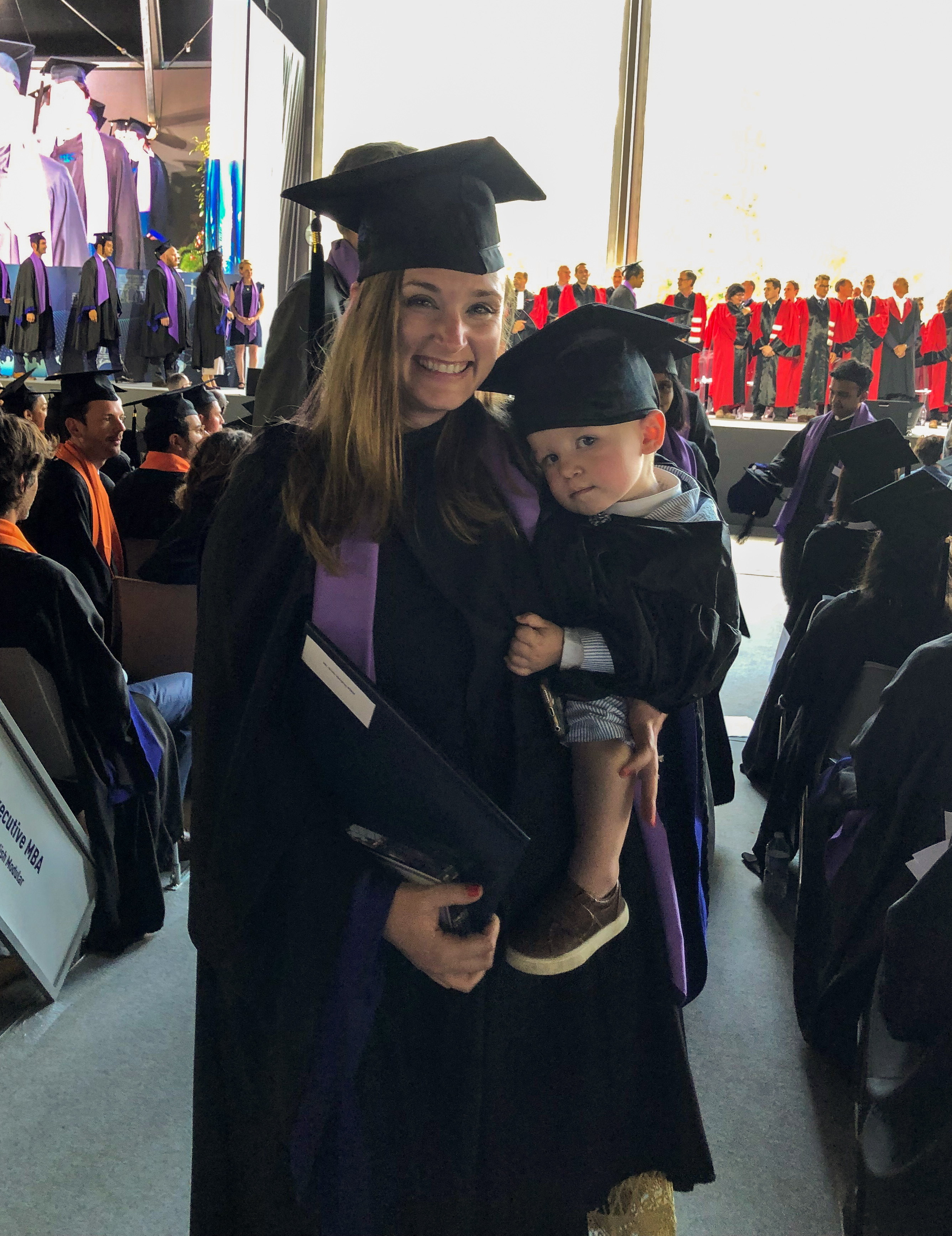 Nicole and her 6-month-old son, Rowan, on graduation day.