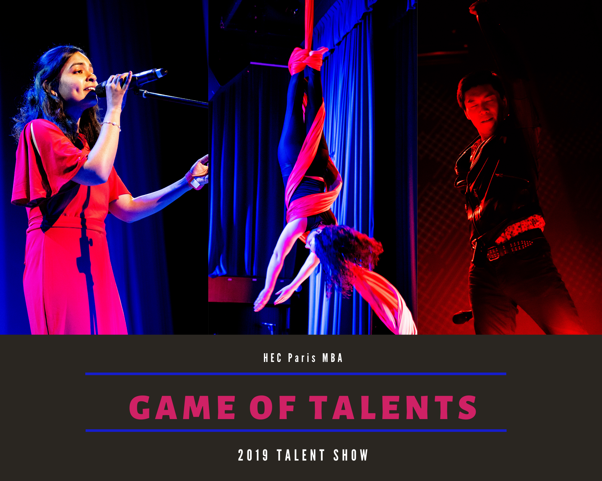 Collage of photos from the HEC Paris MBA Talent Show 2019
