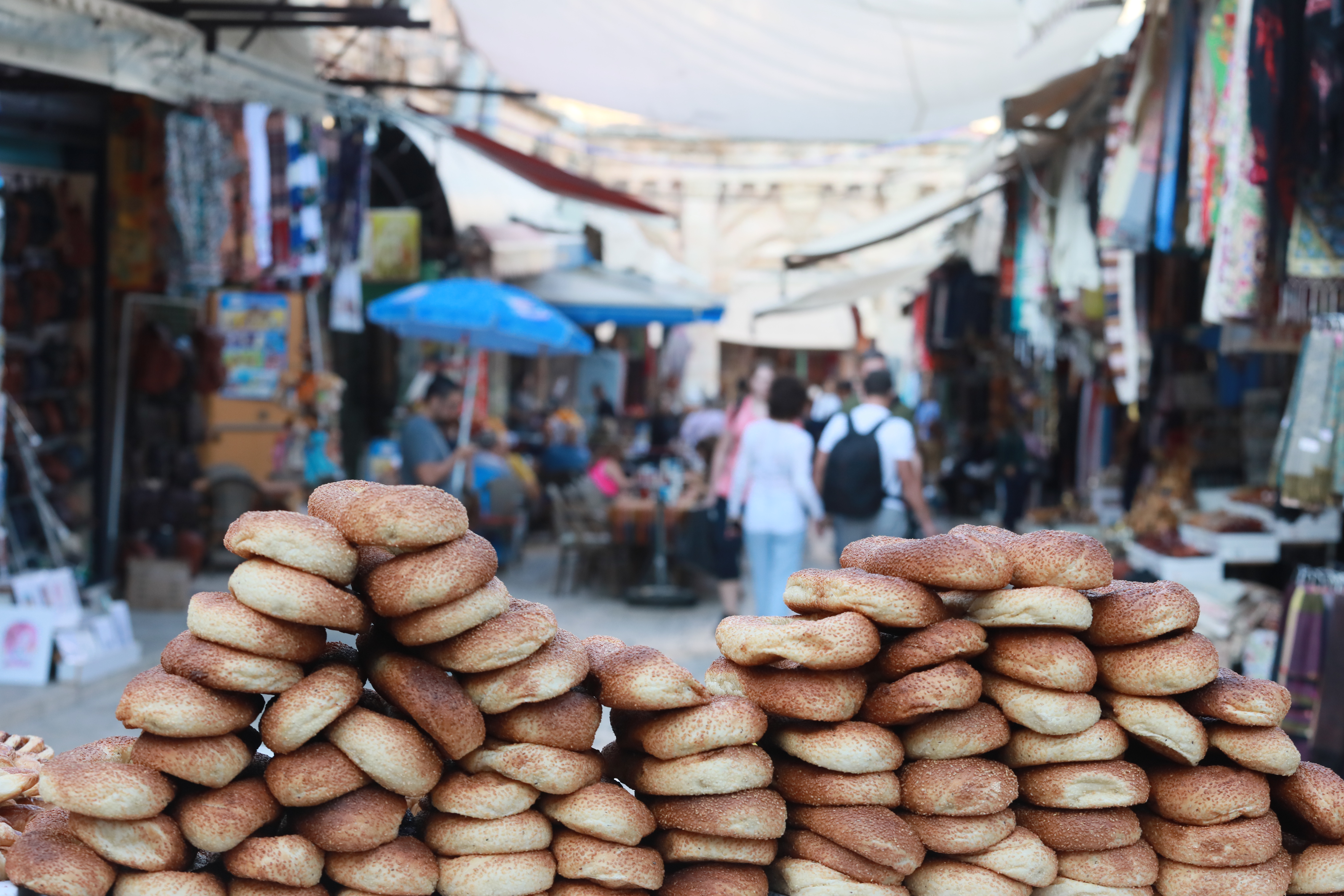 Bread stacked up for sale in the market