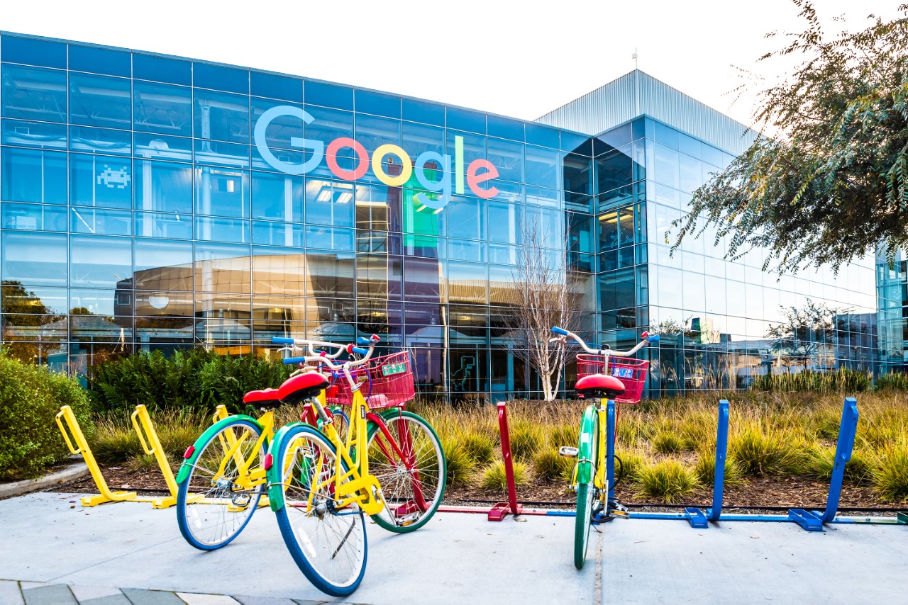 'Googleplex' in Mountainview, California, with Google bikes in the foreground