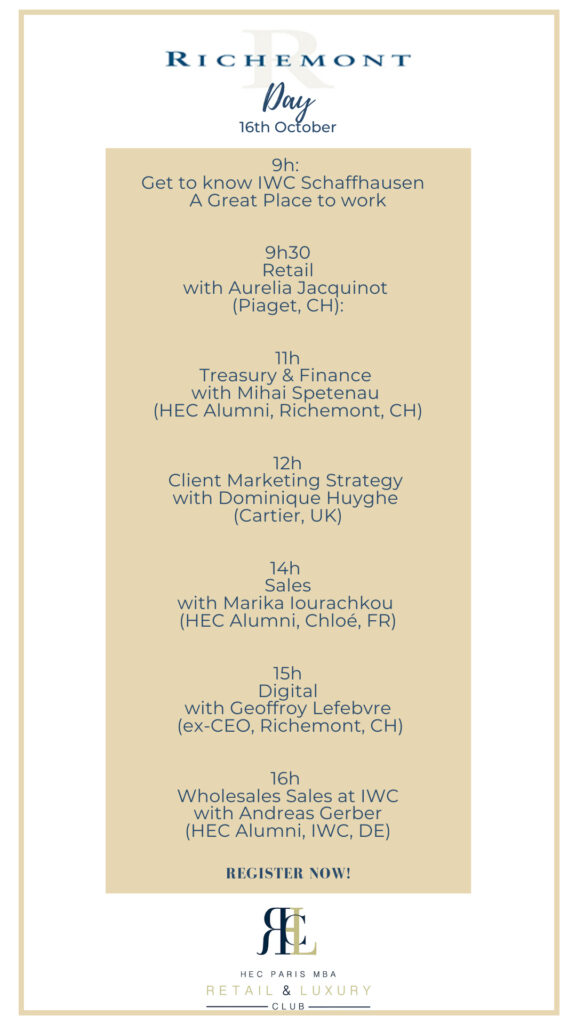 The flyer for Richemont Day at HEC Paris