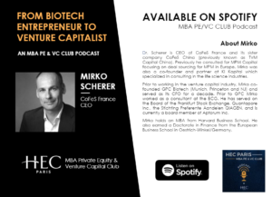 The PE/VC Club kicked off its new podcast series with an interview with Mirko Scherer.