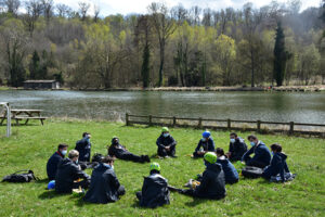 Debriefing by the lake