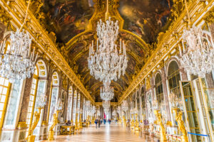 The Hall of Mirrors (Galerie des Glaces) in the Palace of Versailles