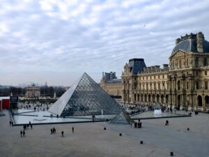 An outside view of the Louvre in Paris